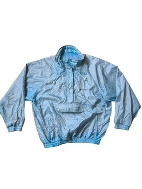 Vintage 80s Ski Snowboard Marmot Light Blue Pullover Windbreaker Distressed